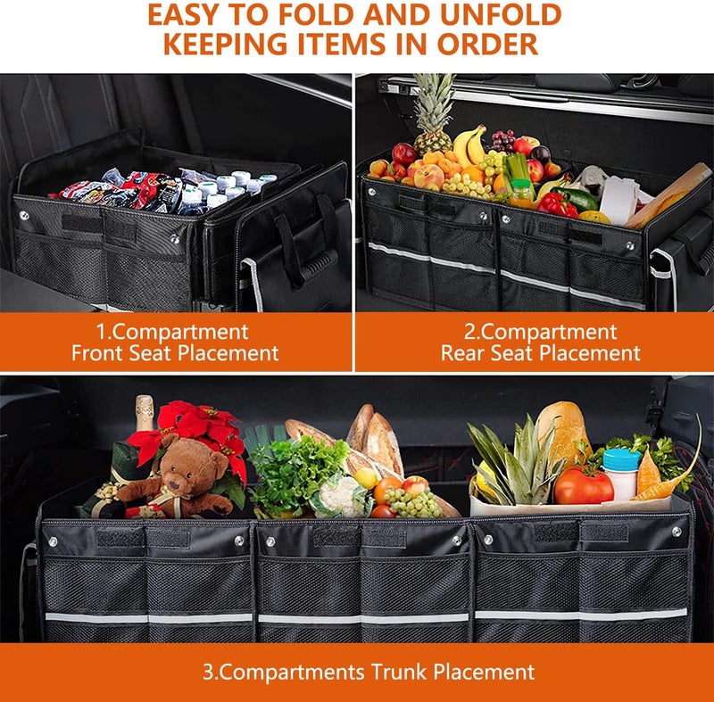 AOPHY Car Trunk Organizer with Insulated Leakproof Cooler Bag, 4 in 1 Waterproof Portable 115L Car Storage Organizer with Collapsible Cover, 3 Large Compartments, Trunk Organizer for Car, SUV, Truck - Image 3